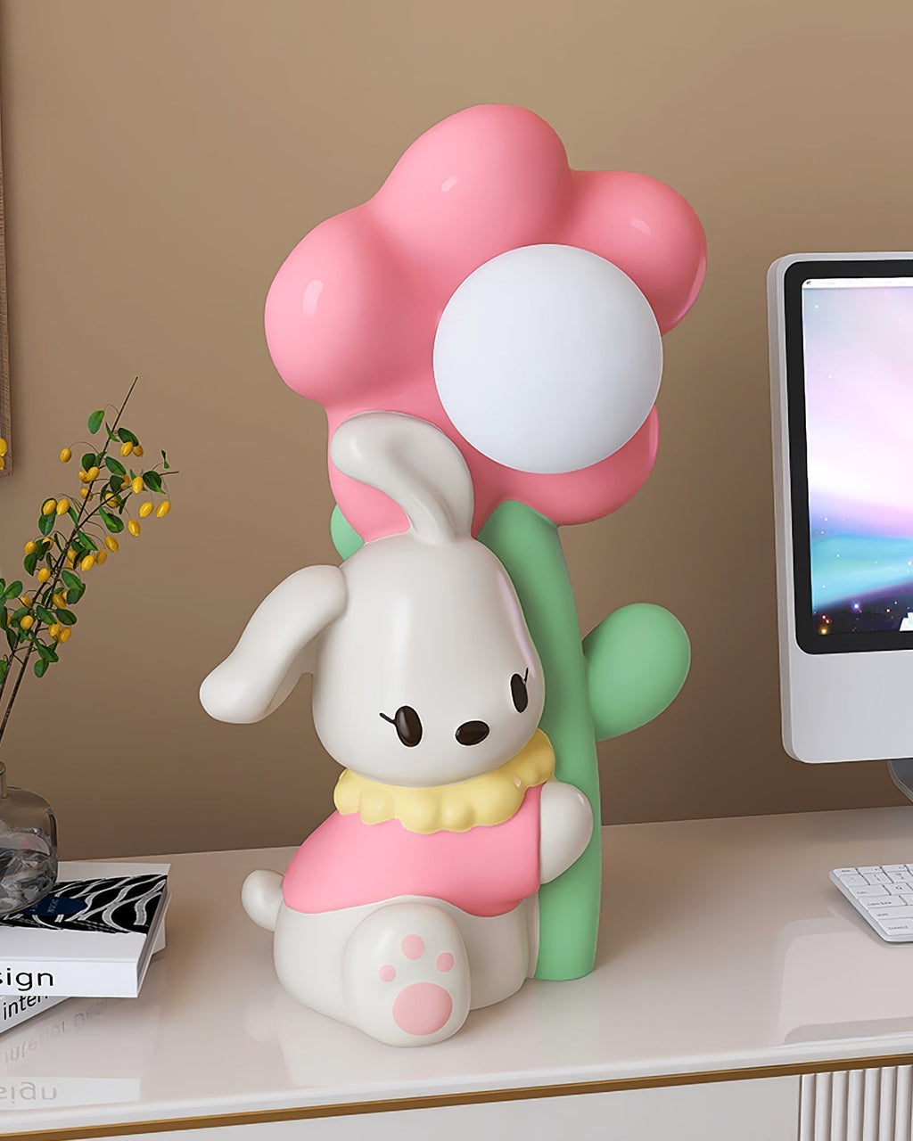 LumiBunny éjjeli asztali lámpa nyuszis és virágos motívummal