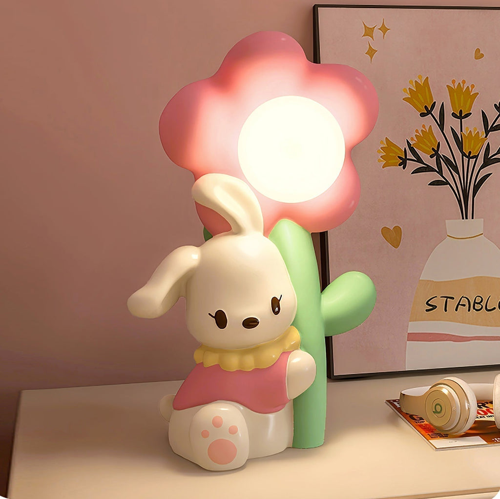 LumiBunny éjjeli asztali lámpa nyuszis és virágos motívummal