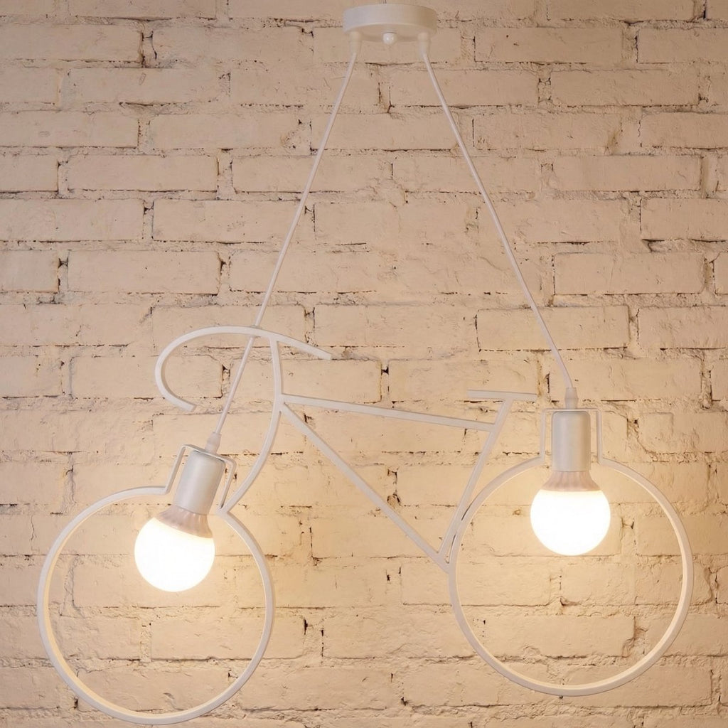 Bicycle Shaped Nordic Pendant Light In Black Metal, 12 Inch