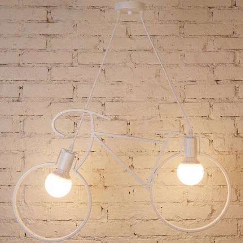 Bicycle Shaped Nordic Pendant Light In Black Metal, 12 Inch