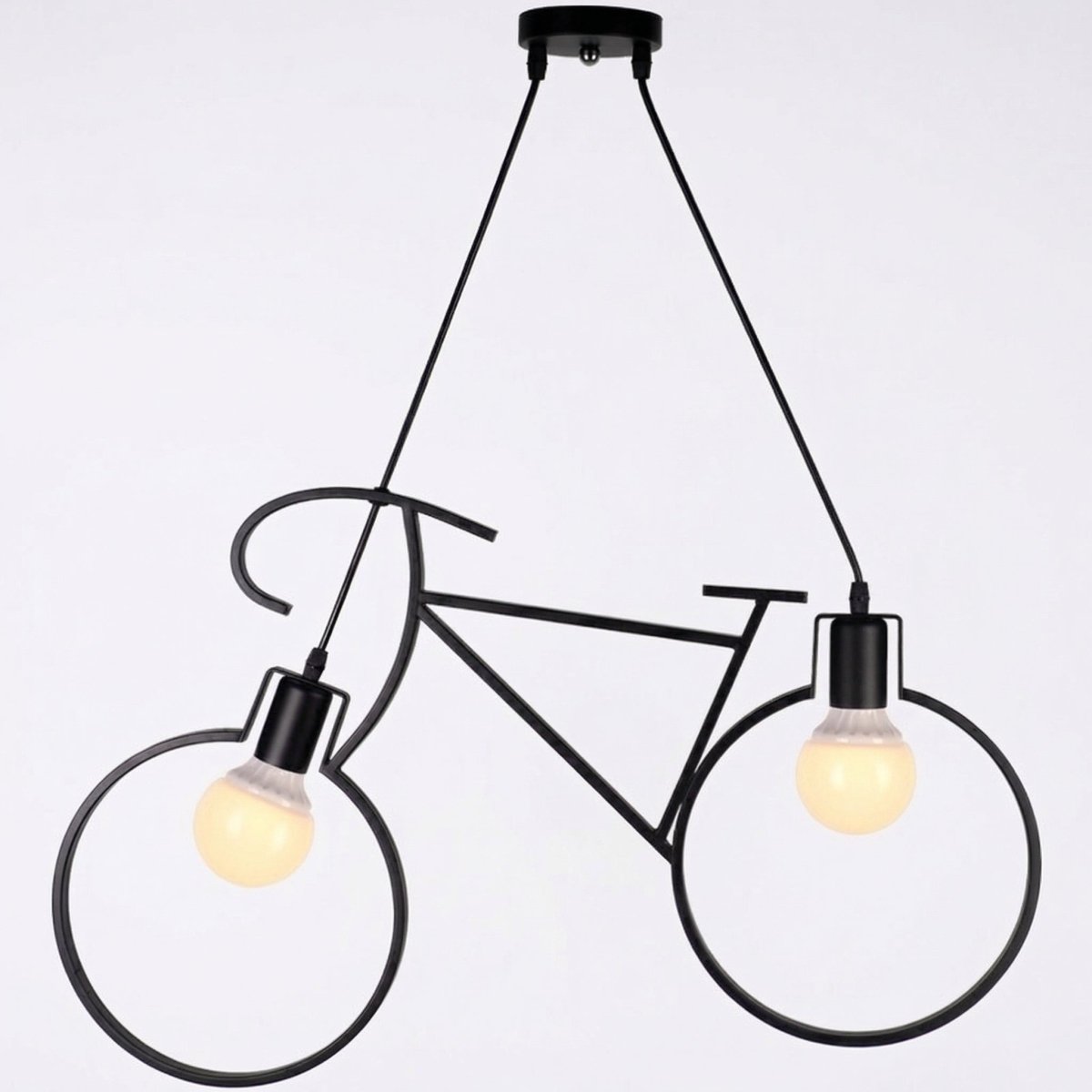 Bicycle Shaped Nordic Pendant Light In Black Metal, 12 Inch