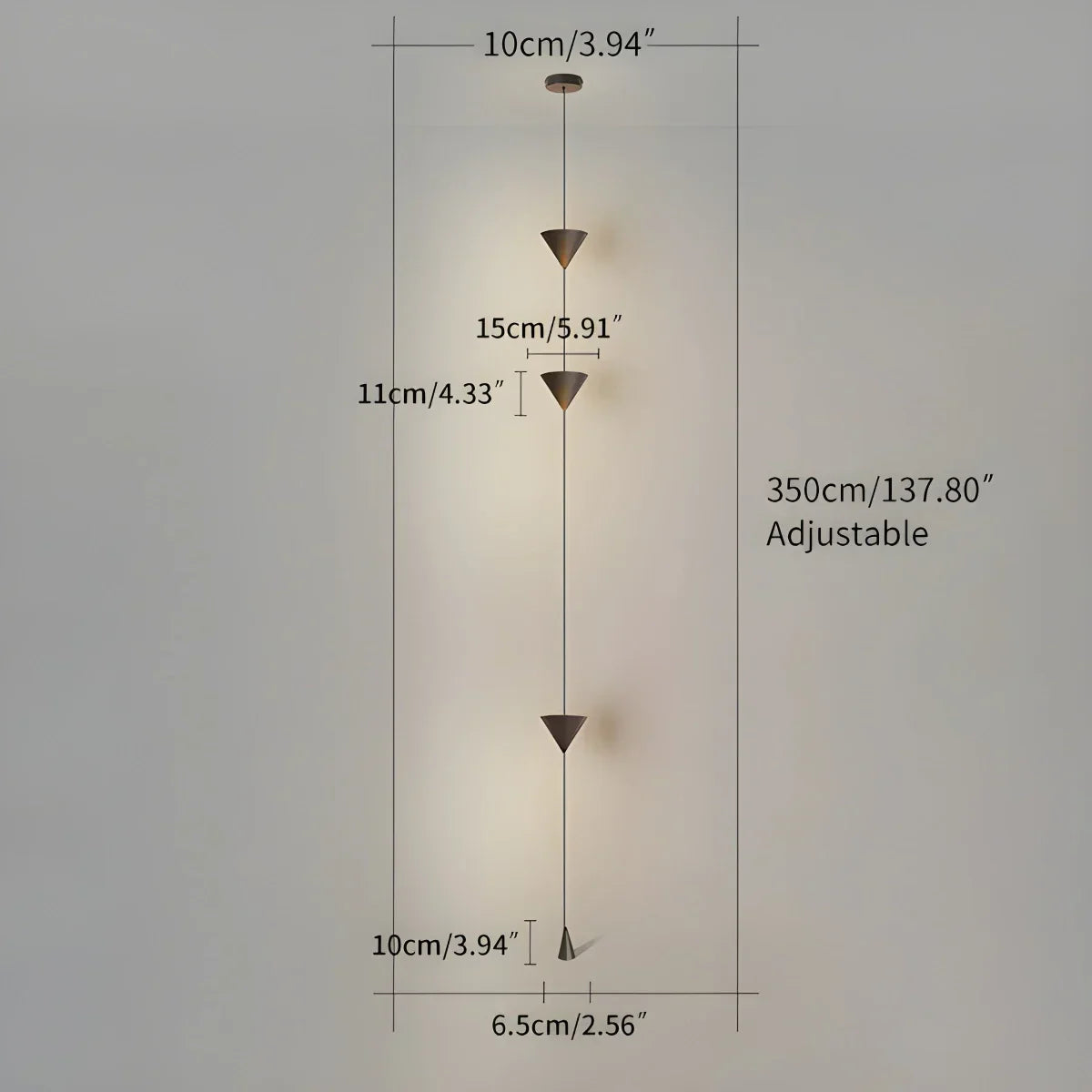 Cone Design Hængende Kabel Gulvlampe - Orntli
