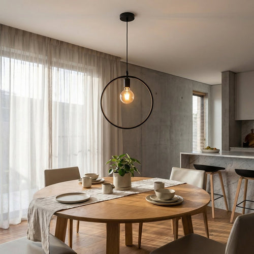 Lampa wisząca z czarną obręczą, nowoczesny styl, średnica 18 cali | compagnien