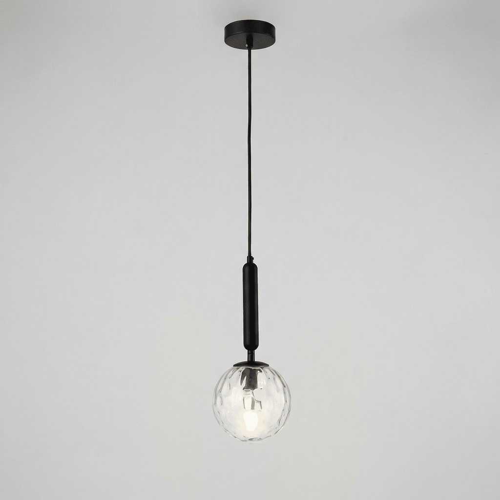 Water Ripple Glass Pendant Fixture In Black 12 Inch