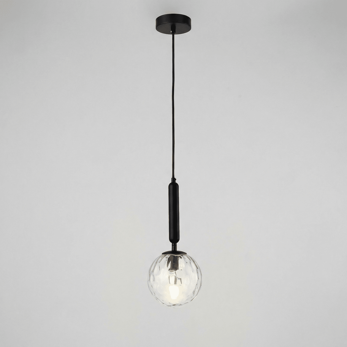 Water Ripple Glass Pendant Fixture In Black 12 Inch