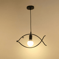 Moderne hanglamp met visframe in zwart metaal, 18 inch