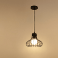 Industrial Dark Metal Cage Pendant Lighting 12-Inch Diameter