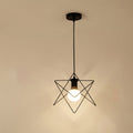 Pendant Light With Black Metal And Star Frame, Modern Design