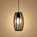 Black Metal Pendant Light With Oval Cage Design For Modern Spaces