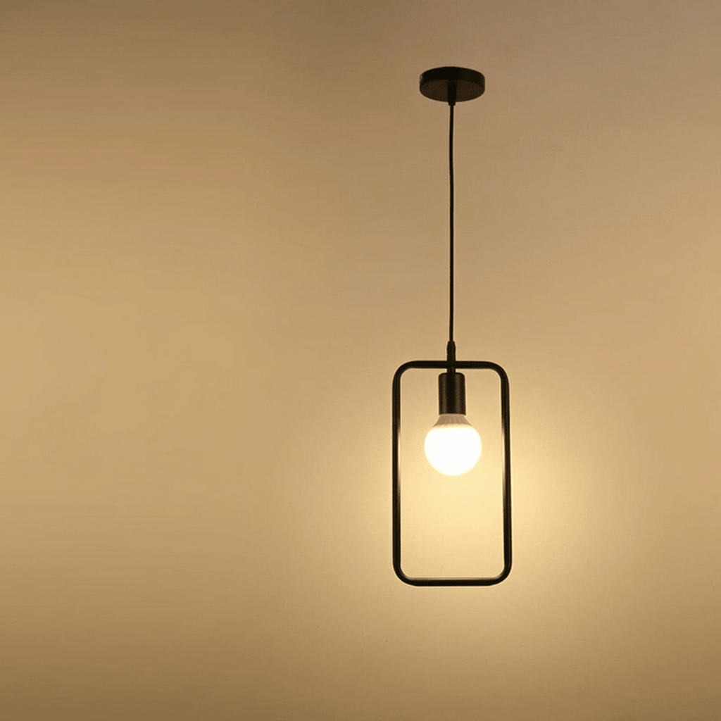 Candeeiro de Teto Moderno Preto com Estrutura Retangular em Metal 24x12