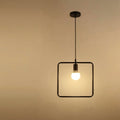 Black Metal Square Frame Pendant Light Modern Design 12-Inch