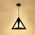 Trekantet sort pendellampe i metal, moderne stil, 12 tommer