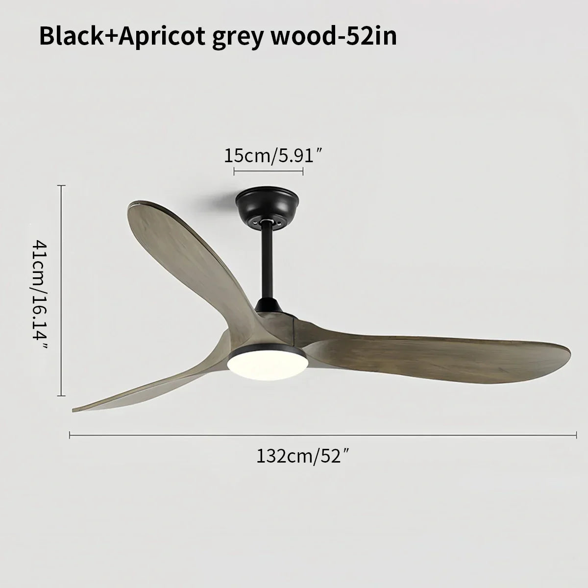 Nordischer Deckenventilator aus Massivholz mit Licht - Orntli