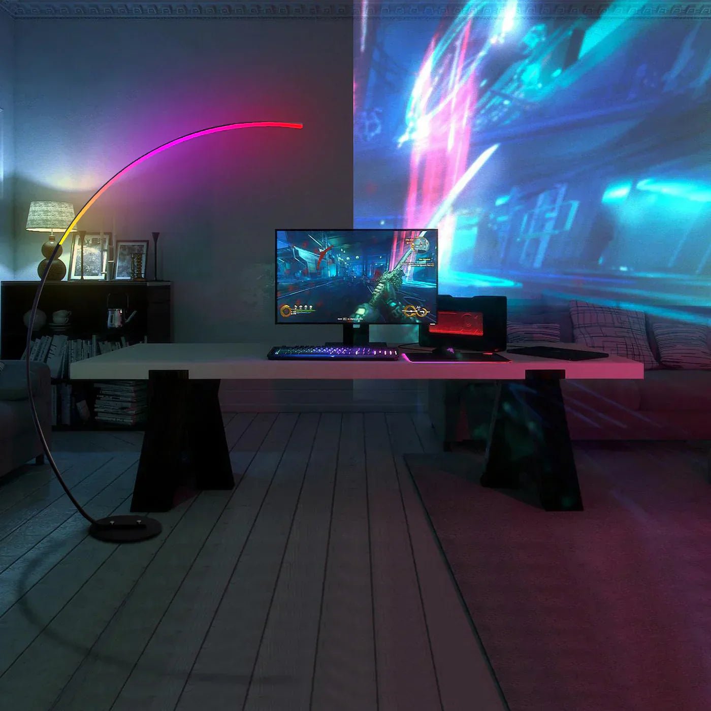LuminArc Stylish Arched RGB Floor Lamp Adjustable For Home