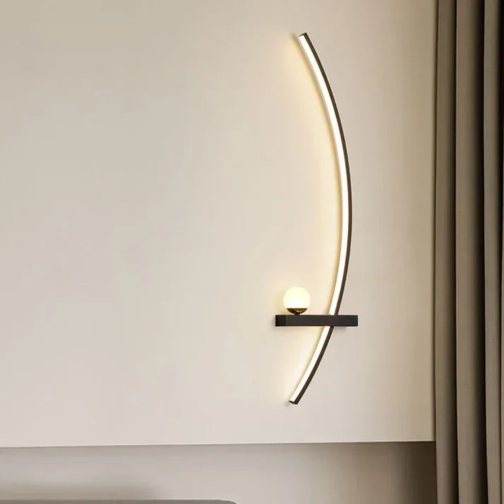 Brass Arc Modern Led Elegant Wall Sconce With Two Bulbs
