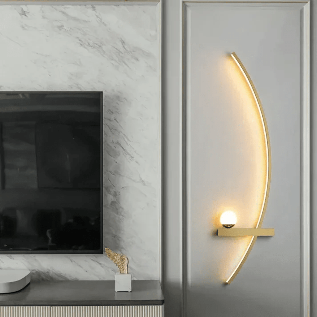 Brass Arc Modern Led Elegant Wall Sconce With Two Bulbs
