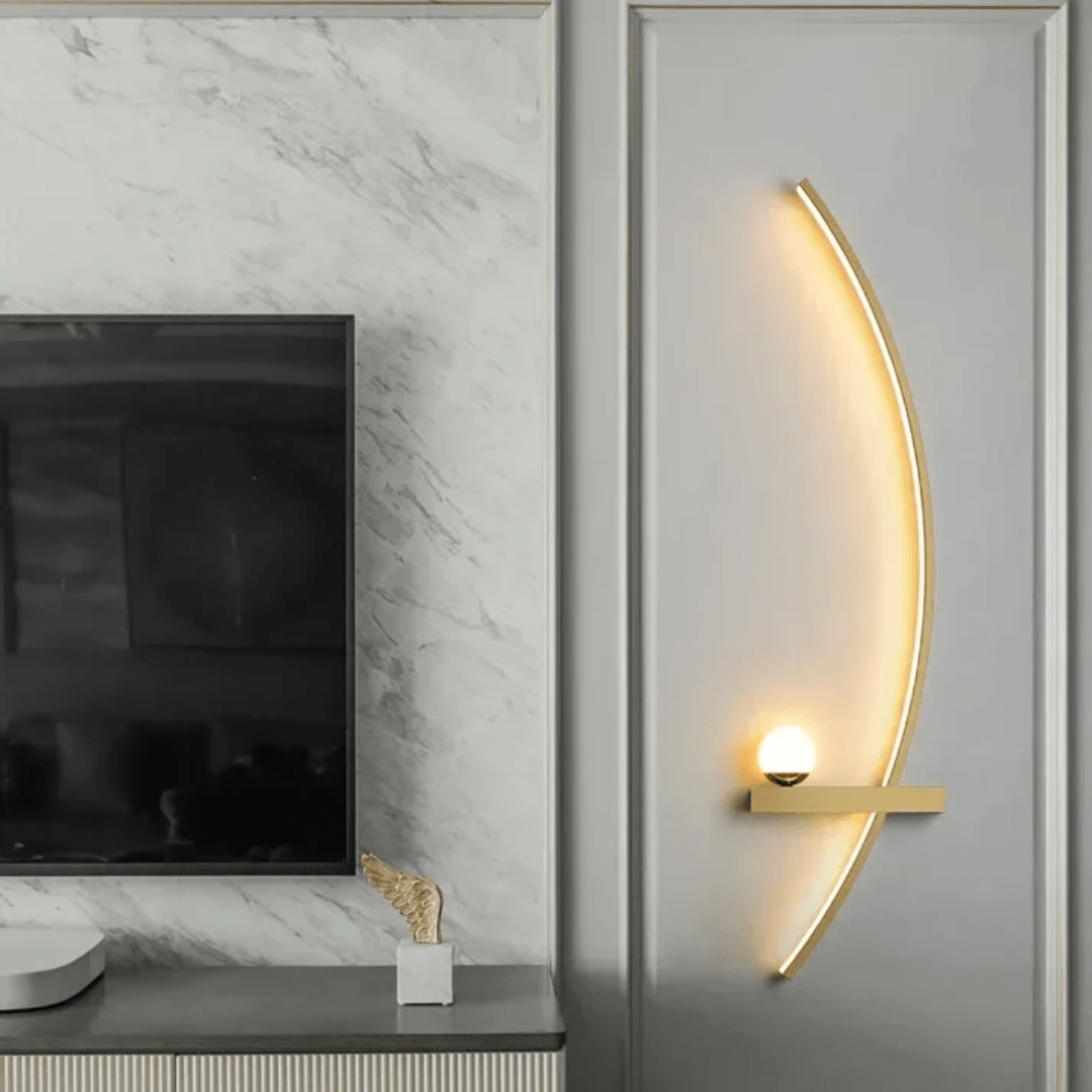 Brass Arc Modern Led Elegant Wall Sconce With Two Bulbs