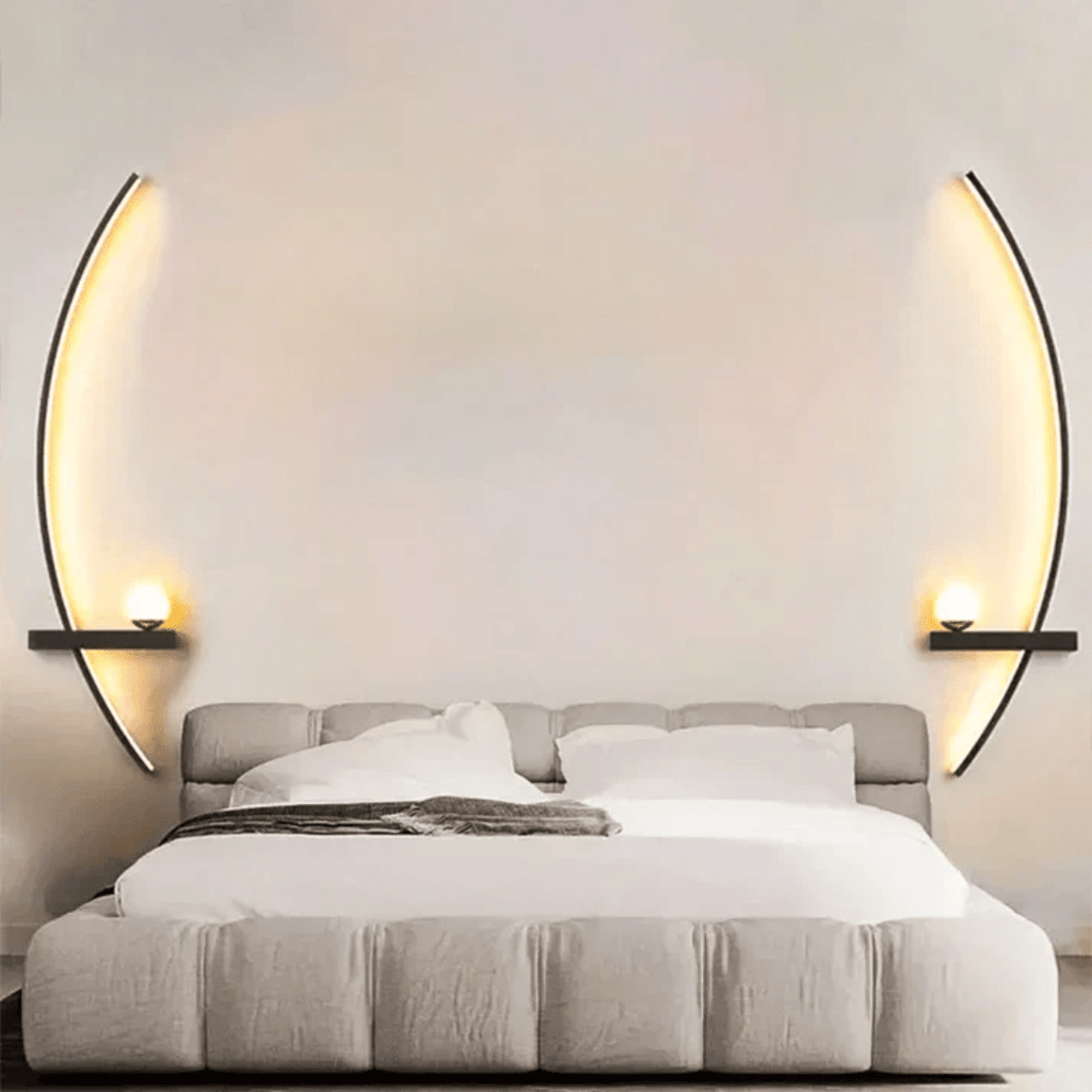 Brass Arc Modern Led Elegant Wall Sconce With Two Bulbs