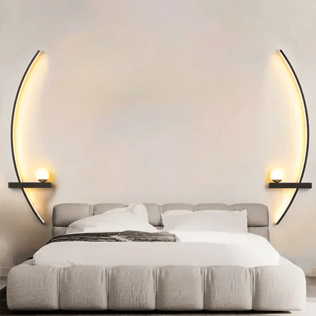 Brass Arc Modern Led Elegant Wall Sconce With Two Bulbs