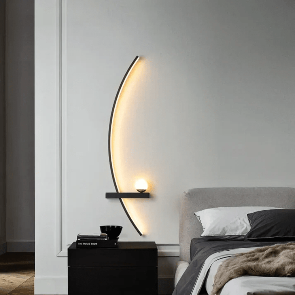 Brass Arc Modern Led Elegant Wall Sconce With Two Bulbs
