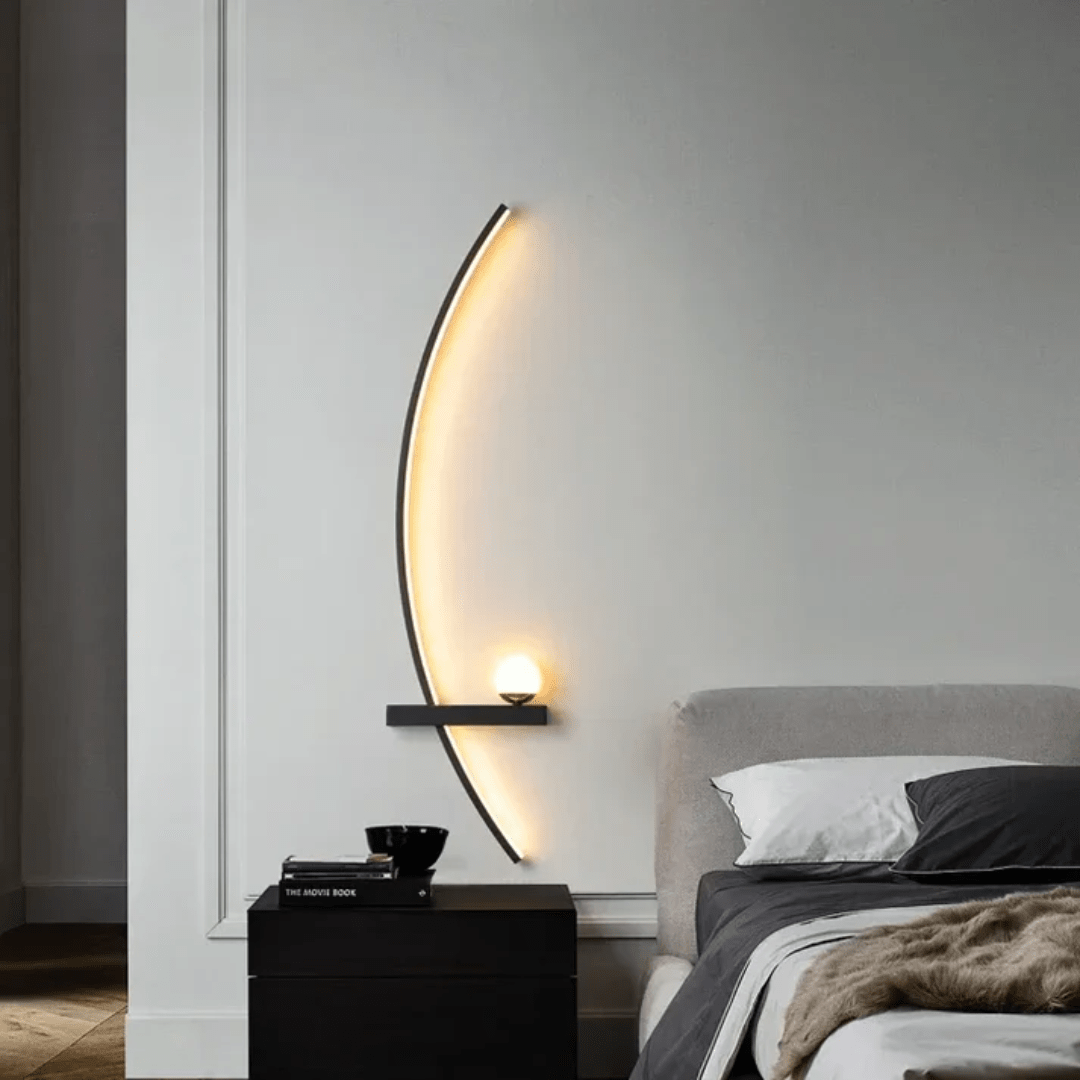 Brass Arc Modern Led Elegant Wall Sconce With Two Bulbs