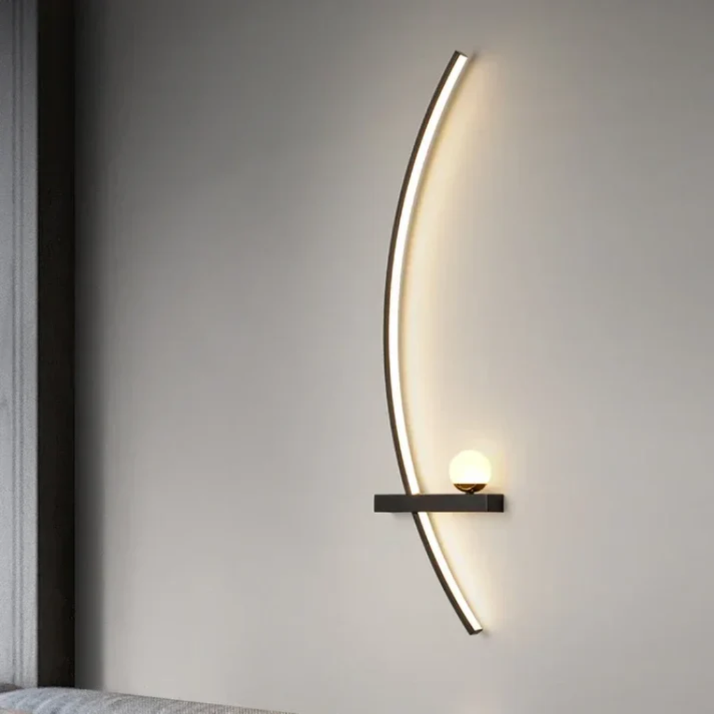 Brass Arc Modern Led Elegant Wall Sconce With Two Bulbs