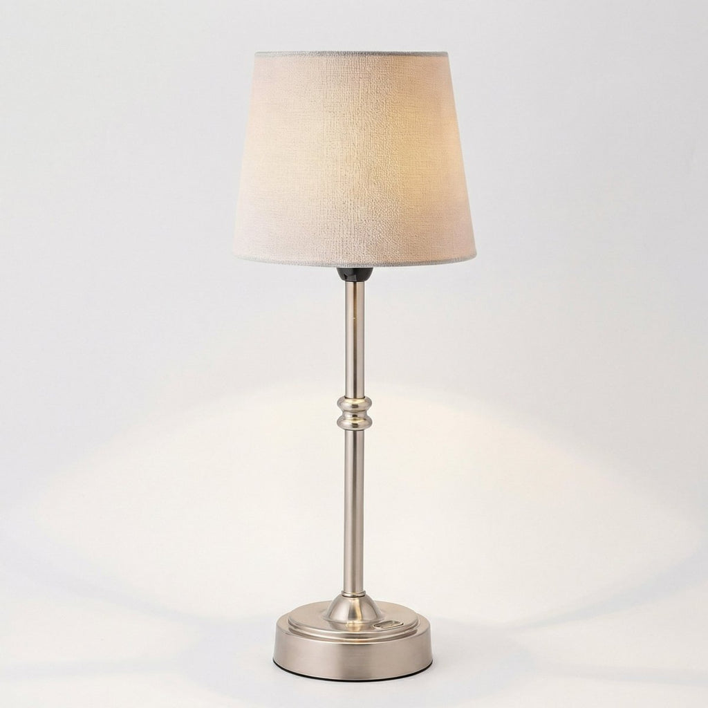 Table Lamp In Brass With Fabric Shade 18 Inches High