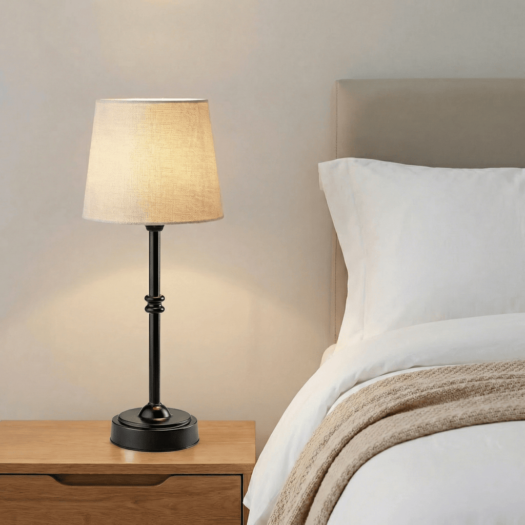 Table Lamp In Brass With Fabric Shade 18 Inches High
