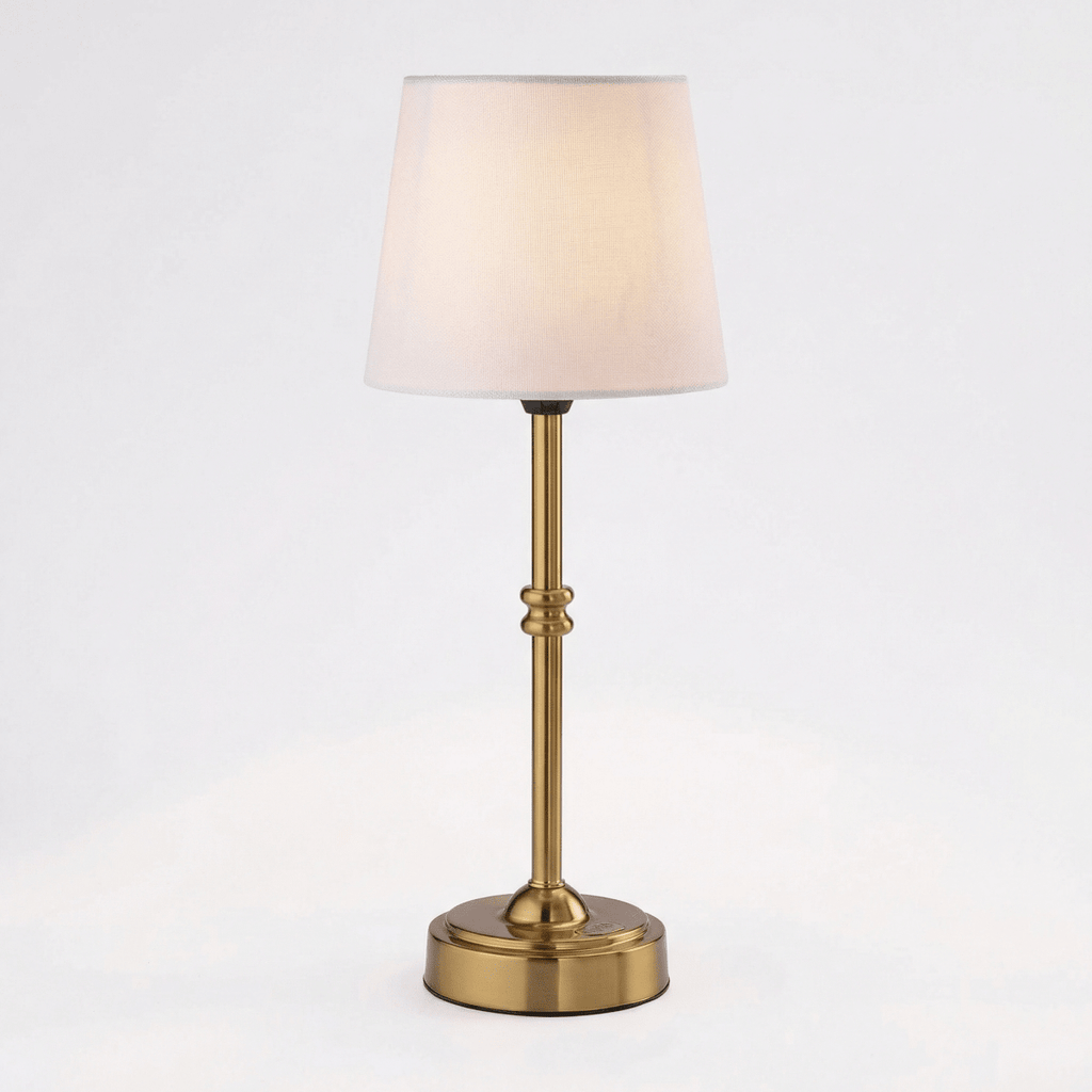 Table Lamp In Brass With Fabric Shade 18 Inches High