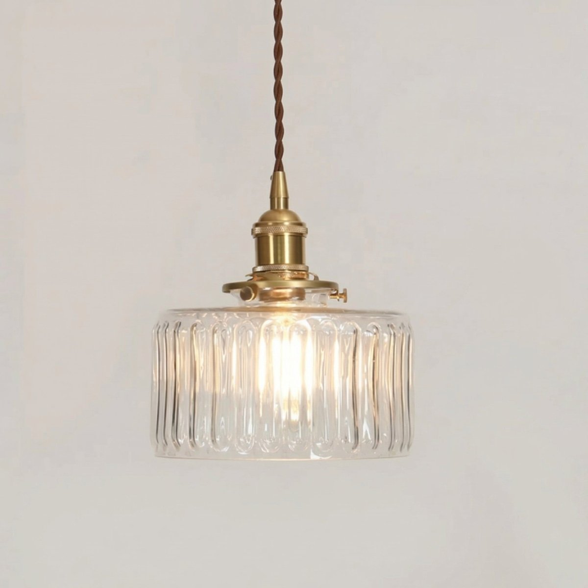 Vintage Brass Pendant Light With Glass Shade, 12-Inch Fixture