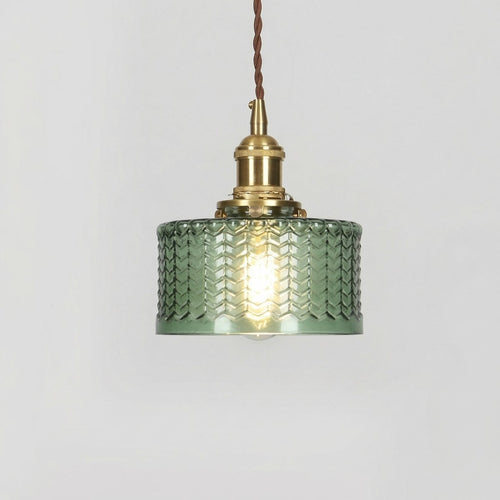 Mosiężna lampa wisząca ze szklanym kloszem, vintage, oprawa 12-calowa | compagnien