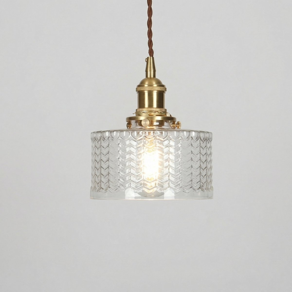 Vintage Brass Pendant Light With Glass Shade, 12-Inch Fixture