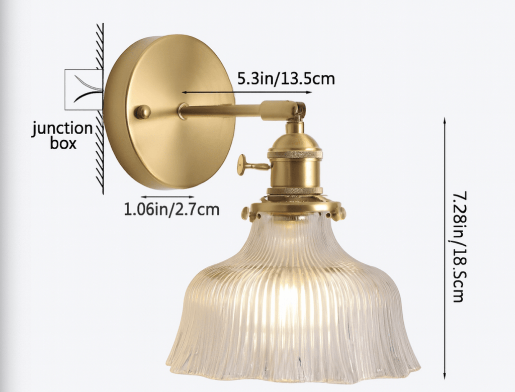 Brass Wall Light With Green Glass Flower Shade Single Bulb