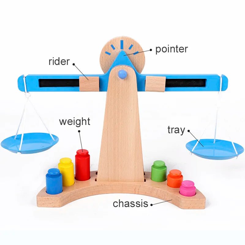 Bright Balance pedagogisk balansevekt i tre for barn til telling og måling