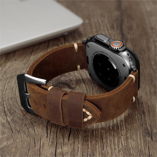 Apple Watch Vintage Leather Strap Featuring Hand-Stitched Hardware | compagnien
