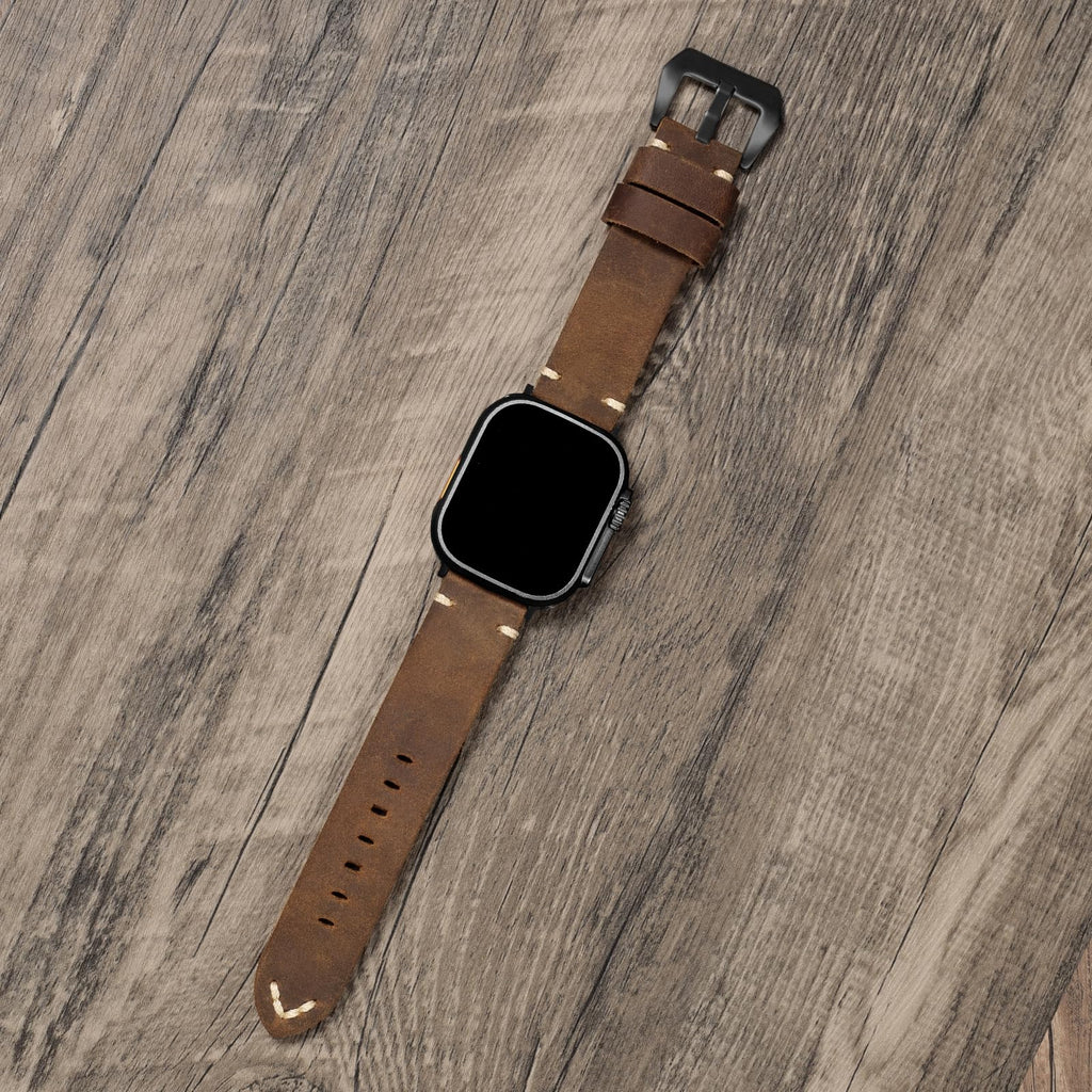 Apple Watch Vintage Leather Strap With Hand-Stitched Hardware