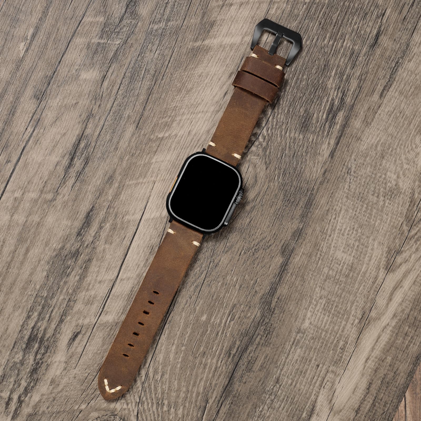 Apple Watch Vintage Leather Strap With Hand-Stitched Hardware