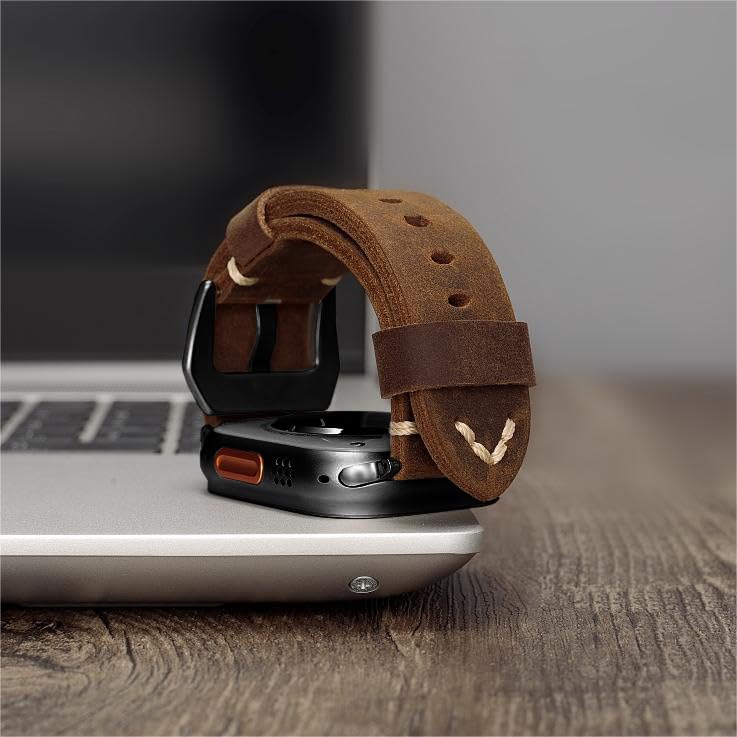 Apple Watch Vintage Leather Strap With Hand-Stitched Hardware