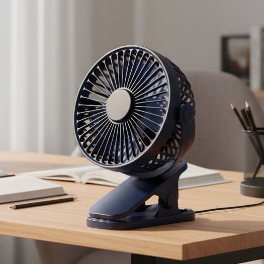 CLIPIXA Clip-Ventilator mit festem Griff für Schreibtisch, Bett oder Regal