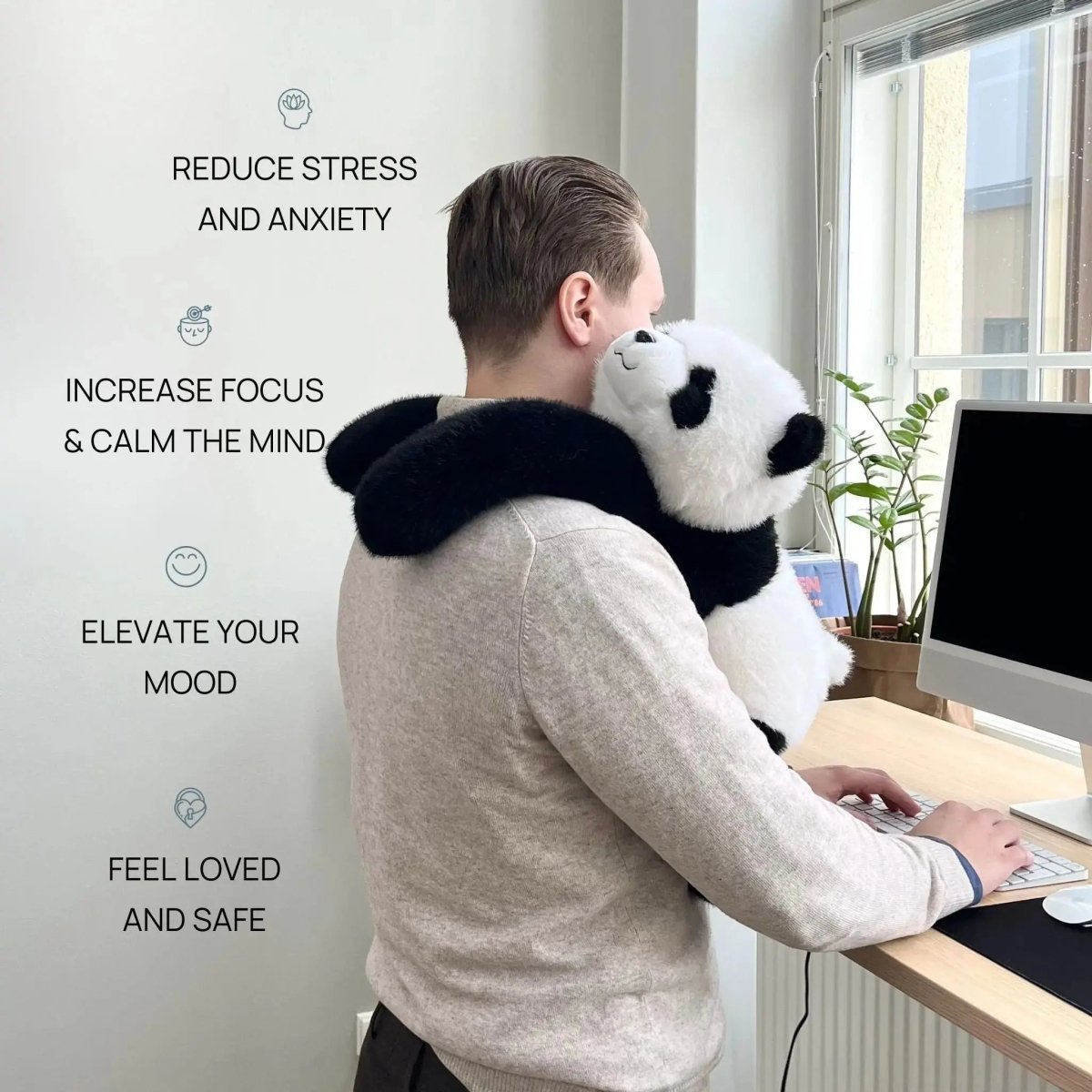 CalmHug plüss stresszoldó ölelgető társ a pihenéshez, ultra puha szőrrel