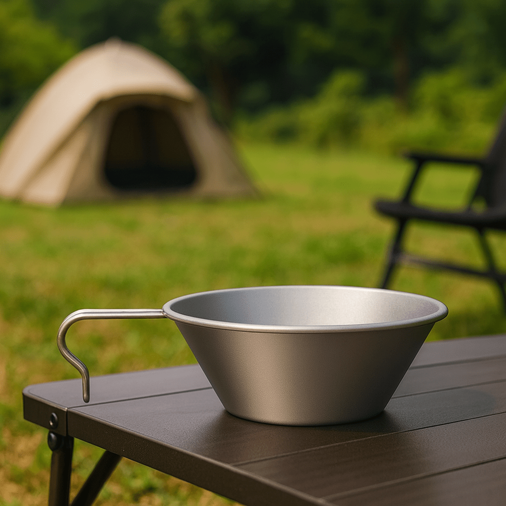 SummitBowl titanium camping skål 260 ml ultralet med fast håndtag til vandrere