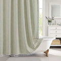 LinenLoom Boho Linen Shower Curtain With Tassels Waterproof For Boho Decor Lovers