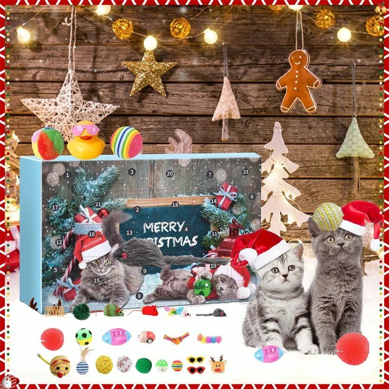 Calendario dell'Avvento WhiskerJoy 2025 con 23 giocattoli di erba gatta per amanti dei gatti