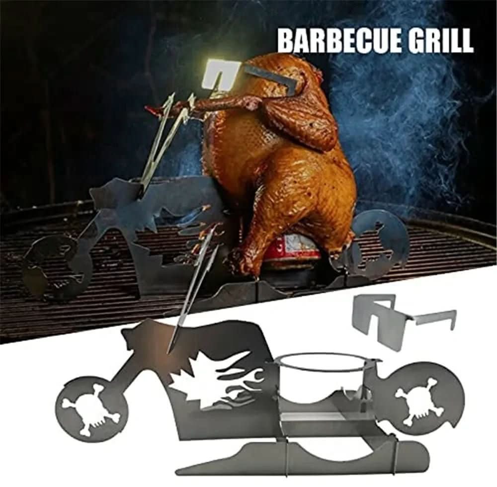 GrillPro rustfritt stål kyllingrist for saftig og jevn grilling for grillentusiaster