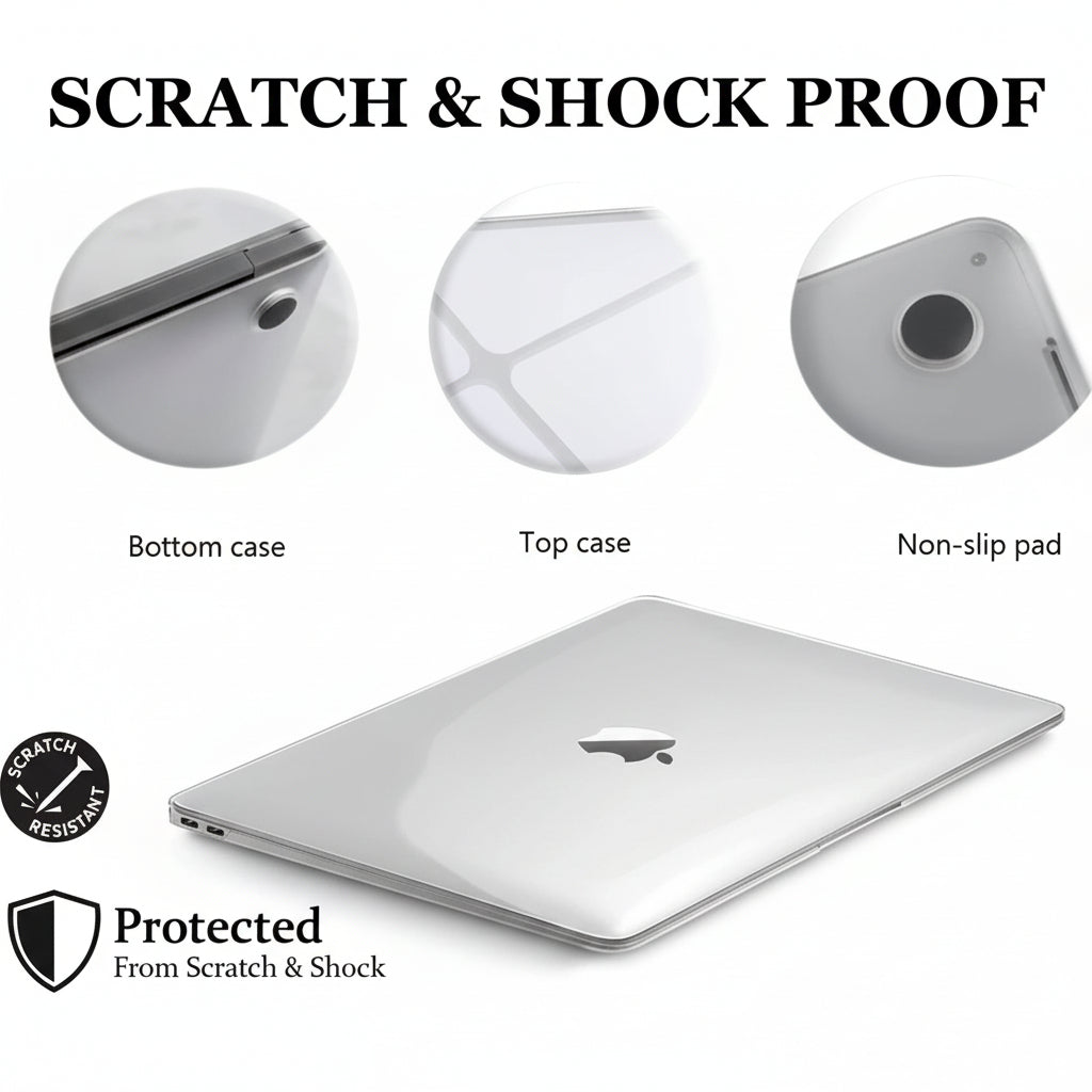 LumaCase Gjennomsiktig MacBook-deksel for Air og Pro med fullstendig beskyttelse