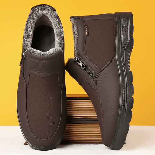 ArcticTrail Herren Leder-Winterstiefel mit thermischem Fellfutter und rutschfester Sohle