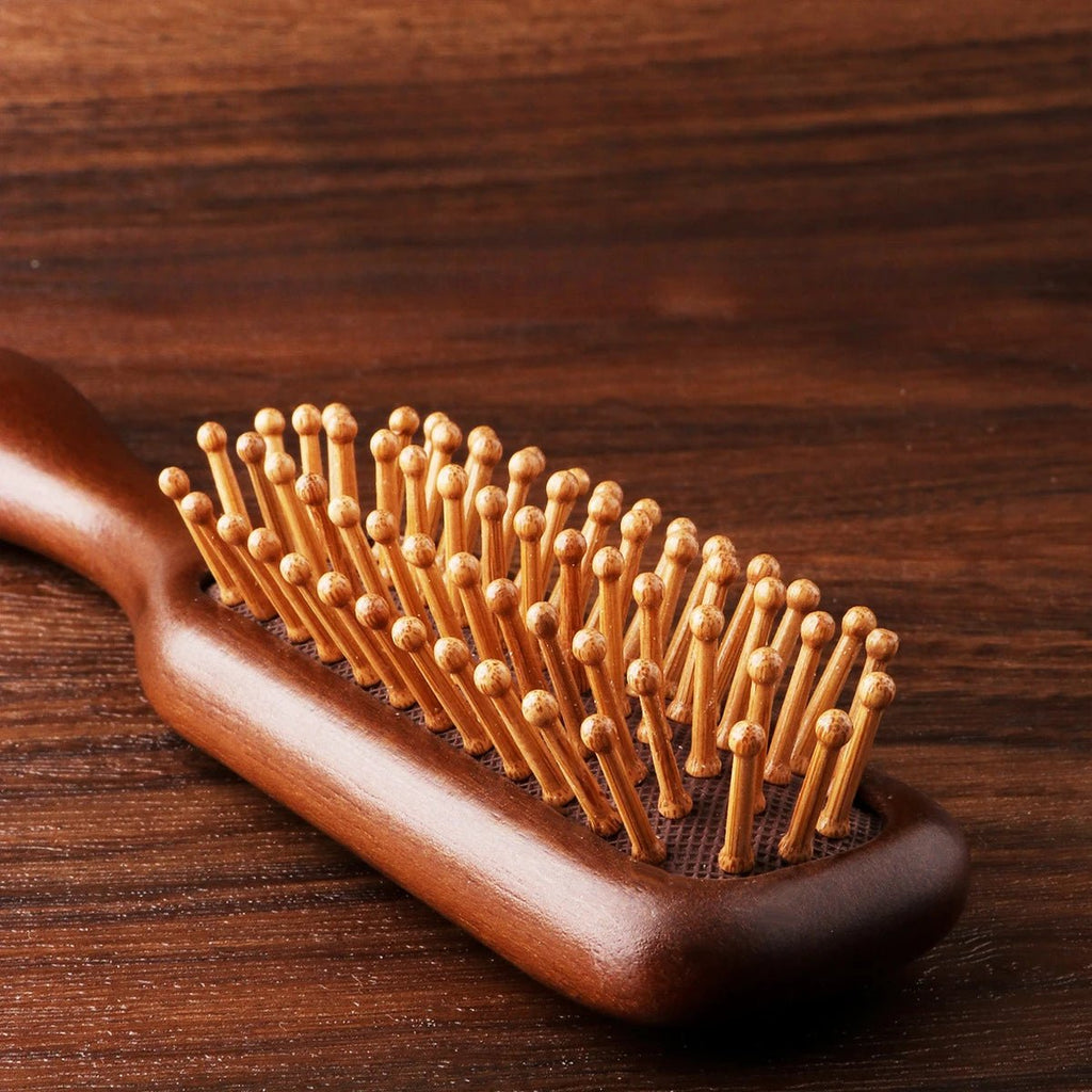 AuraComb Sandalwood Hair Comb With Antistatic Gentle Scalp Massage For All Hair Types