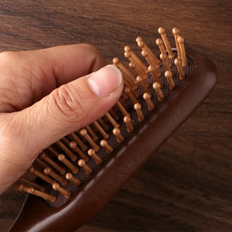 AuraComb Sandalwood Hair Comb With Antistatic Gentle Scalp Massage For All Hair Types