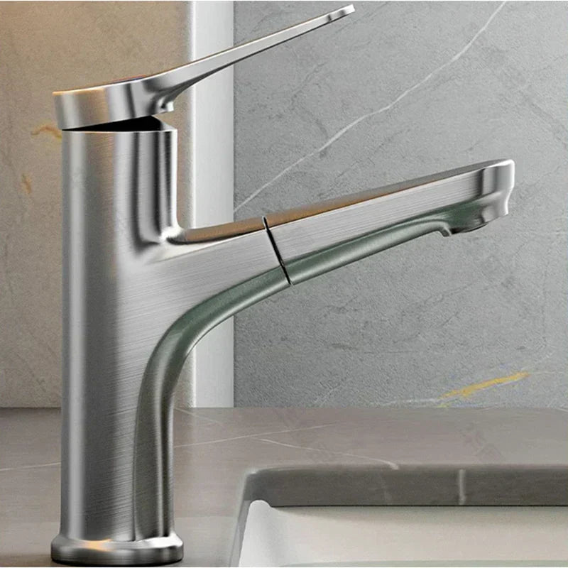 Robinet de baie retractabil FlowWave cu furtun flexibil ergonomic din cupru pentru baie modernă