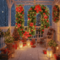 Guirlande de Noël en rotin illuminée LumaWeave avec LED blanc chaud, 2,7 m pour manteau de cheminée